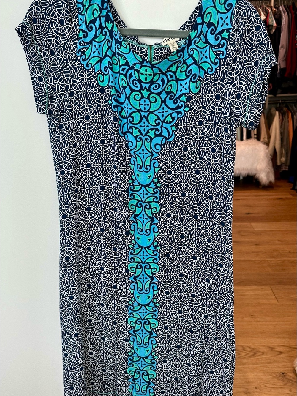 Hatley Navy, Turquoise & Teal Swirl Shift Dress